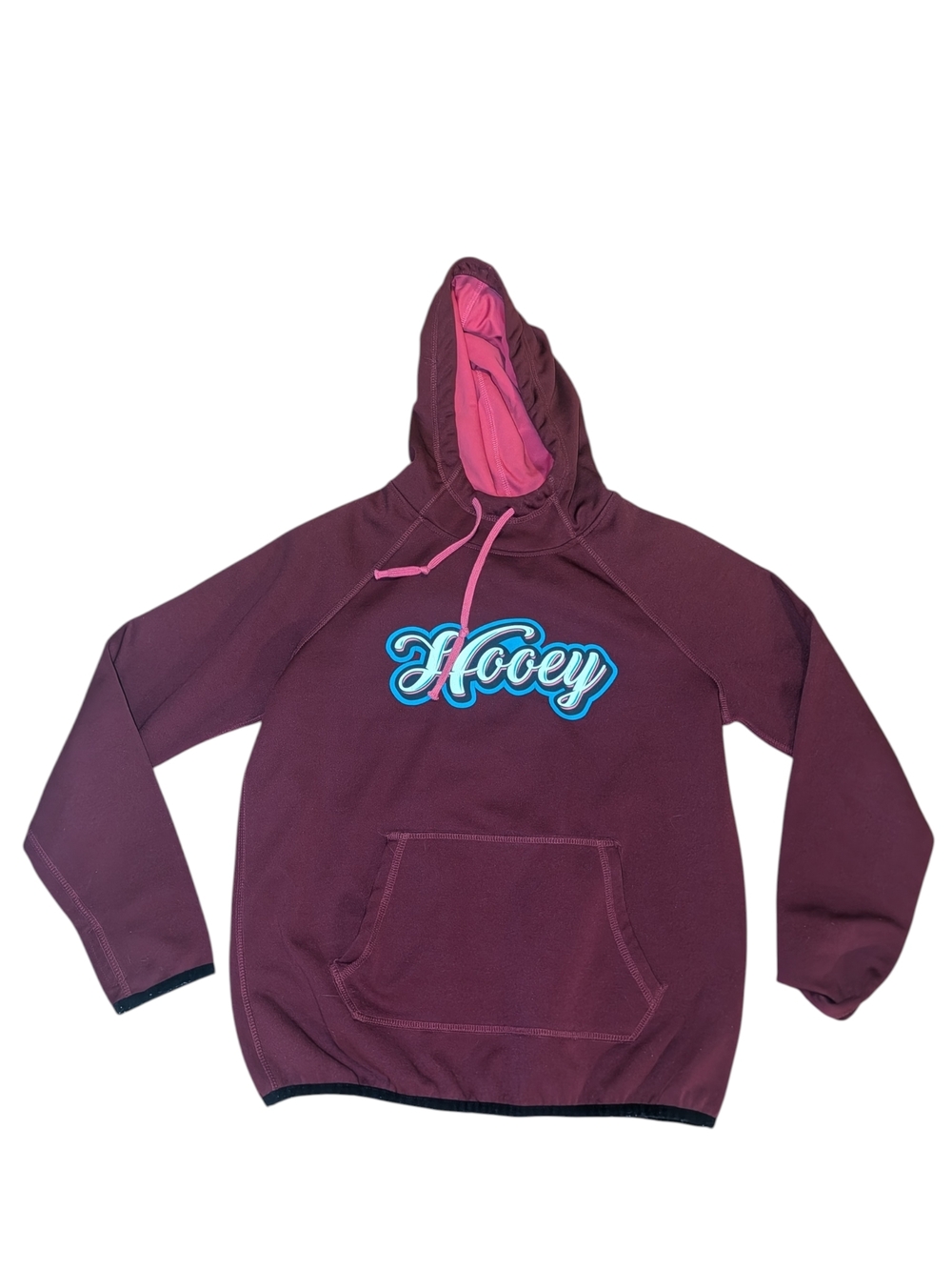 Hooey Burgundy Hoodie with Pink Hood Lining